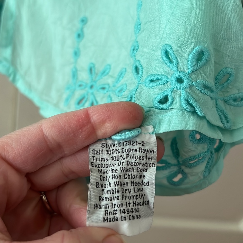 Johnny Was Aqua Embroidered tunic top large - Picture 10 of 16
